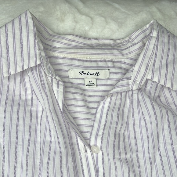 Madewell Central Shirt in Lavender Stripe Size XS - Picture 6 of 9